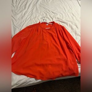 Coral button down blouse